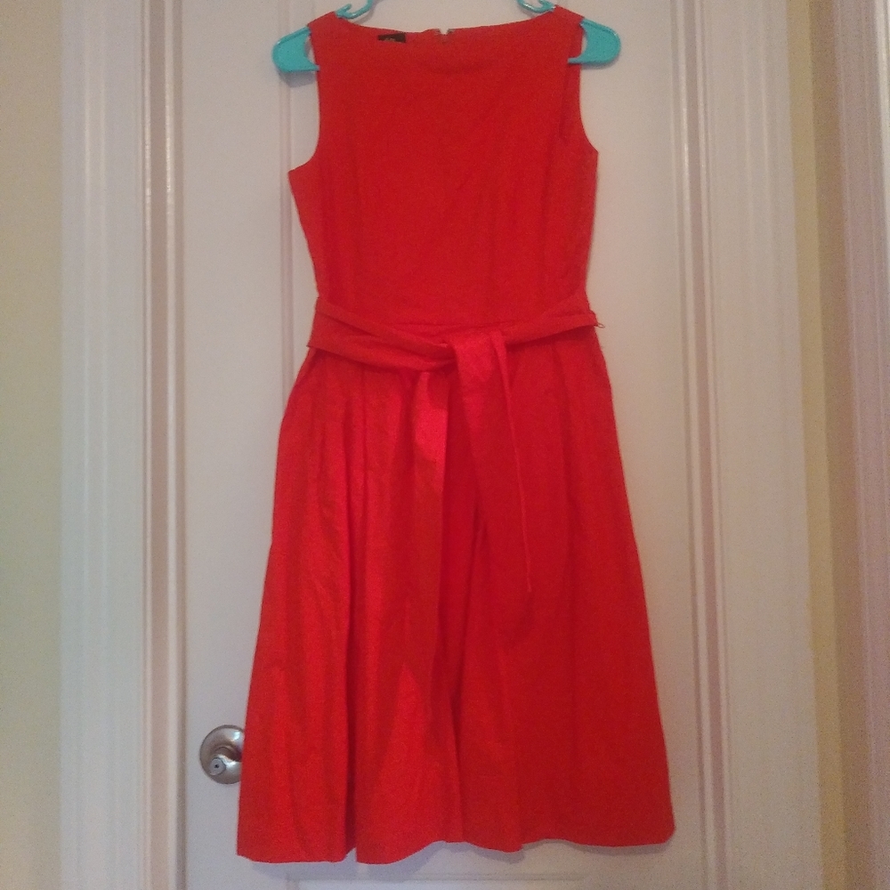 L.L. bean signature chambray 129bright red dress 0